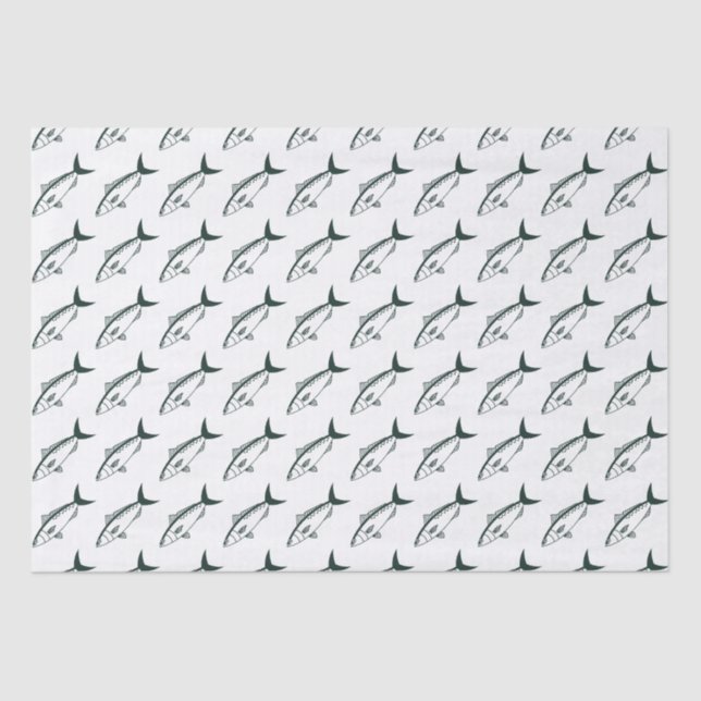 Australian Salmon in Racing Green and White Tissue Paper (Front)