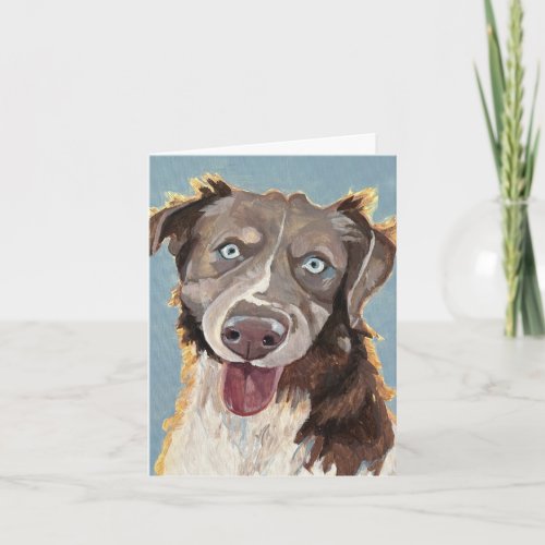 Australian Sheep Dog Hand_Painted on Canvas Note Card