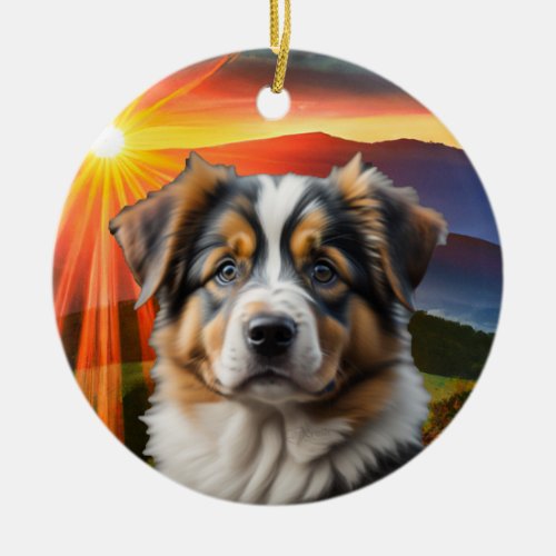 Australian Sheep Dog Puppy Christmas Tree Ornament