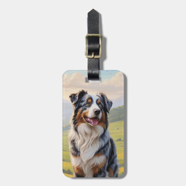 Australian Shepard Luggage Tag (Front Vertical)