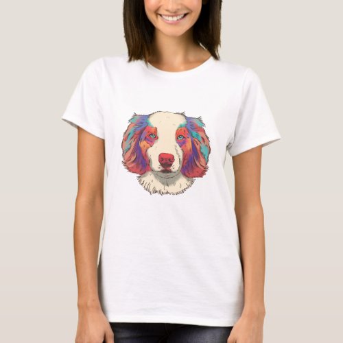 Australian Sheperd Dog dog pet animal portrait T_Shirt