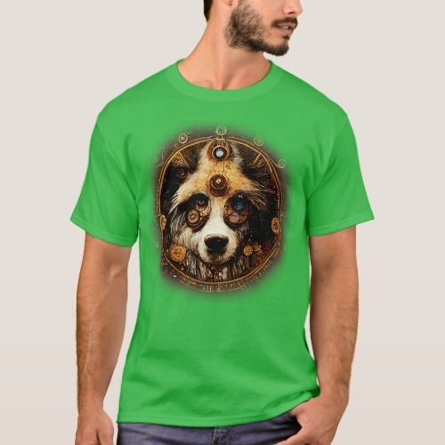 Australian Sheperd Surreal Steampunk Artwork Dog L T_Shirt