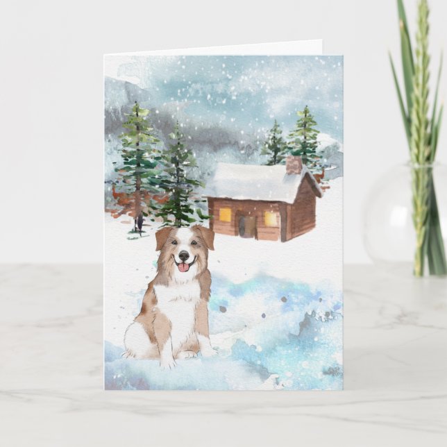 Australian Shepher (Red) Christmas Card (Front)