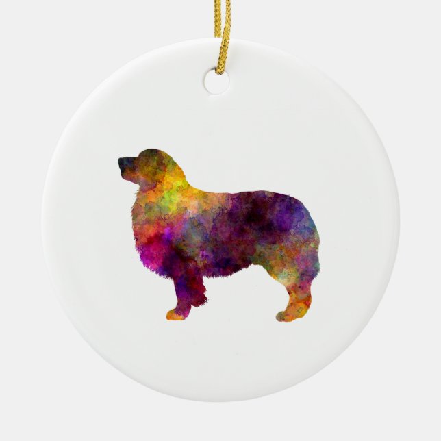 Australian Shepherd 01 in watercolor 2 Ceramic Ornament (Front)