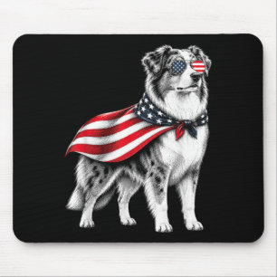 Australian Shepherd 4th Of July Aamerican Flag Mouse Pad