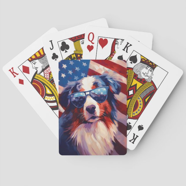Australian Shepherd 4th of July Independence day Poker Cards (Back)
