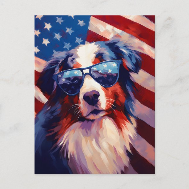 Australian Shepherd 4th of July Independence day Postcard (Front)