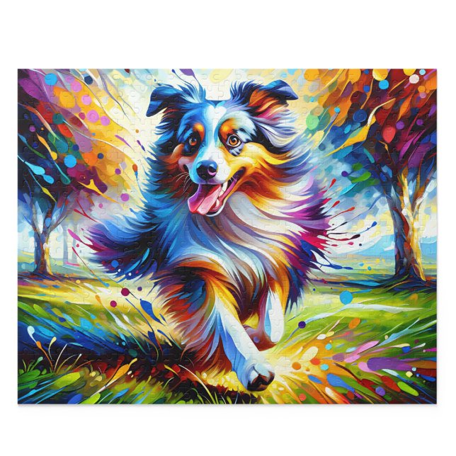 Australian Shepherd: Acrylic Blue Merle Aussie Jigsaw Puzzle (Australian Shepherd : Acrylic Style Blue Merle Aussie Art)