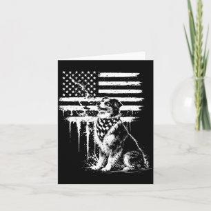 Australian shepherd american flag 4th of july usa card