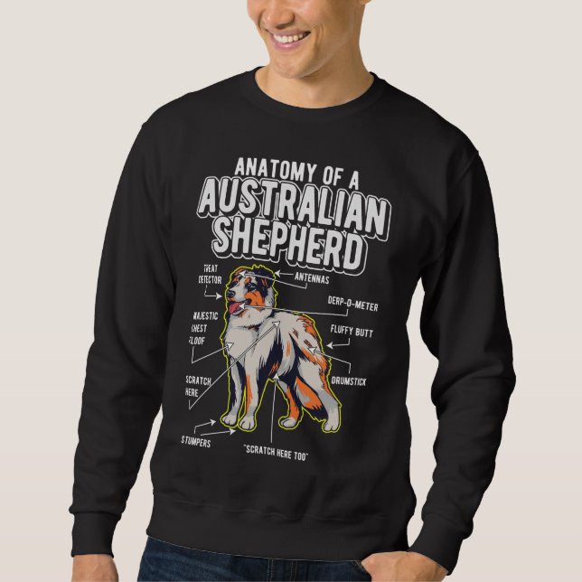Australian Shepherd Anatomy Funny Dog Sweatshirt (Front)