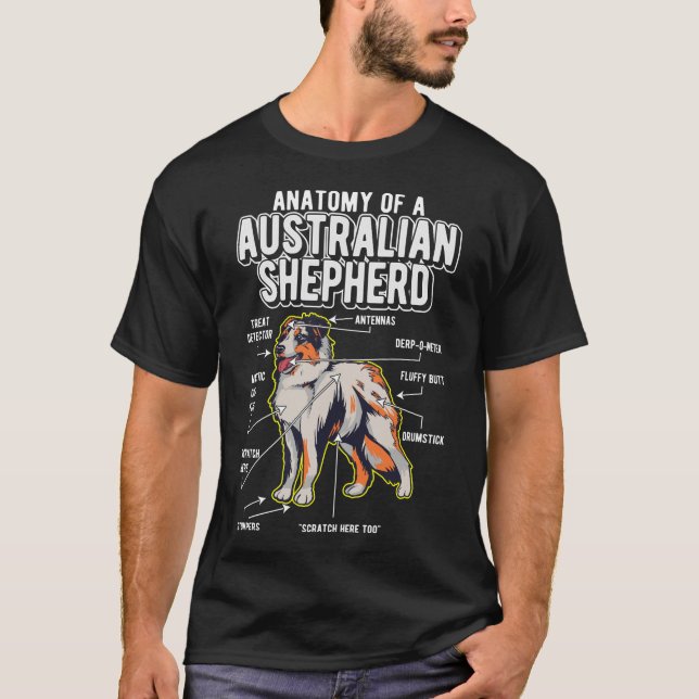 Australian Shepherd Anatomy Funny Dog T-Shirt (Front)