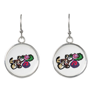 Australian shepherd and roses joy earrings