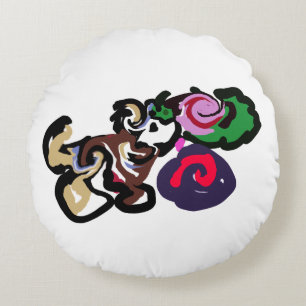 Australian shepherd and roses joy round pillow