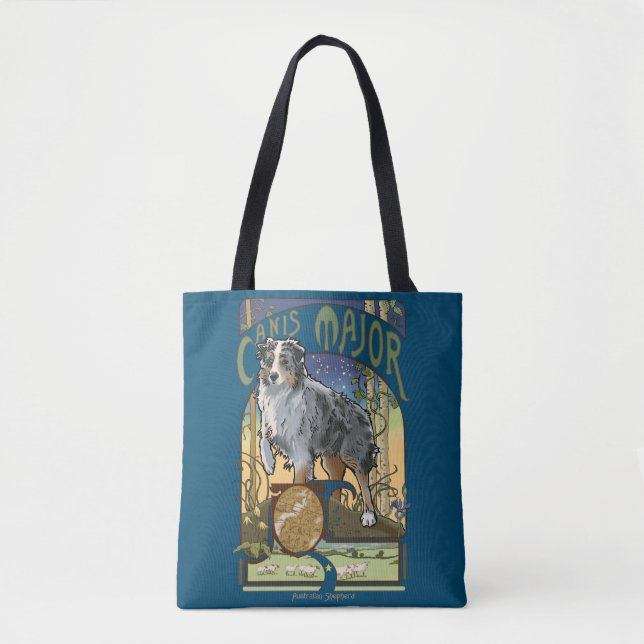 Australian Shepherd Art Nouveau Tote Bag (Front)