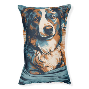 Australian Shepherd at a tropical beach Pet Bed
