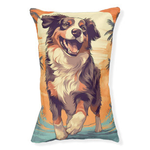 Australian Shepherd at a tropical beach Pet Bed