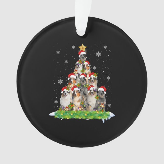 Australian Shepherd Aussie Christmas Ornament Tree (Front)
