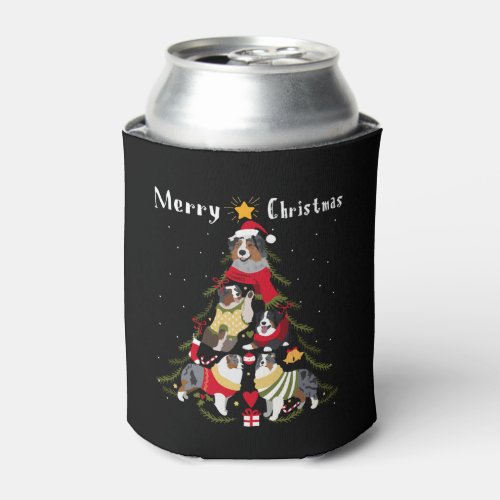 Australian Shepherd Aussie Christmas Tree Xmas Dog Can Cooler