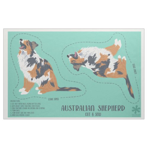 Australian Shepherd Aussie Dog Cut and Sew Fabric