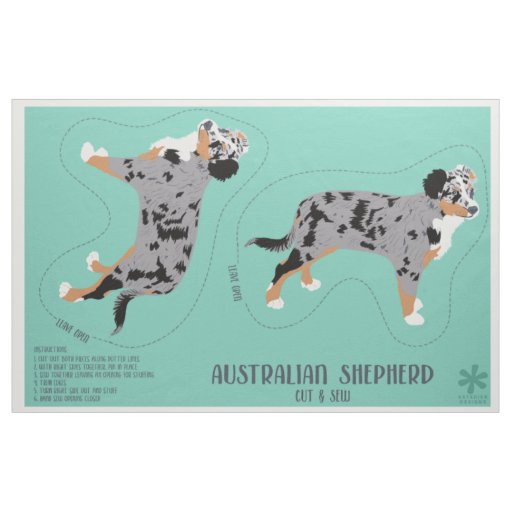 Australian Shepherd Aussie Dog Cut and Sew Fabric