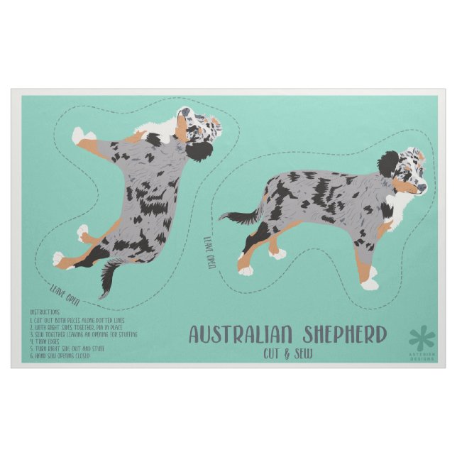 Australian Shepherd Aussie Dog Cut and Sew Fabric (Fat Quarter)