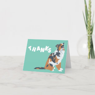 Australian Shepherd Aussie Dog Letterpress Thank You Card