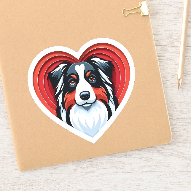 Australian Shepherd Aussie Dog Lover Cute Heart Sticker (Notebook)