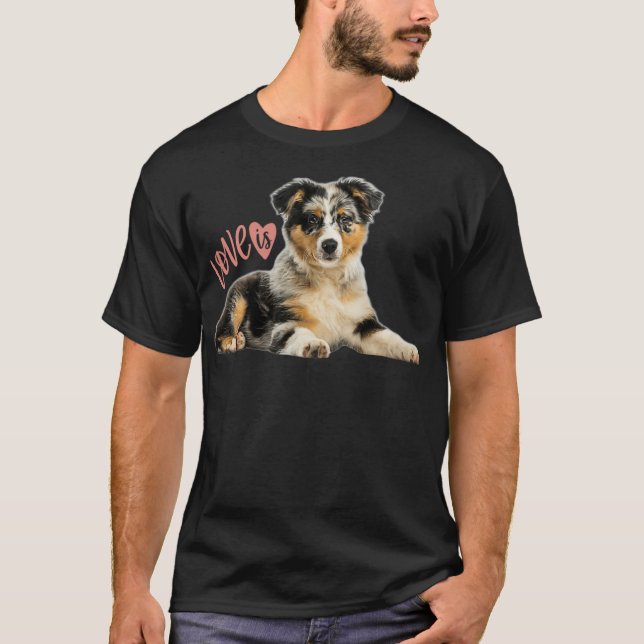 Australian Shepherd  Aussie Mom Dad Love Dog Pet T T-Shirt (Front)