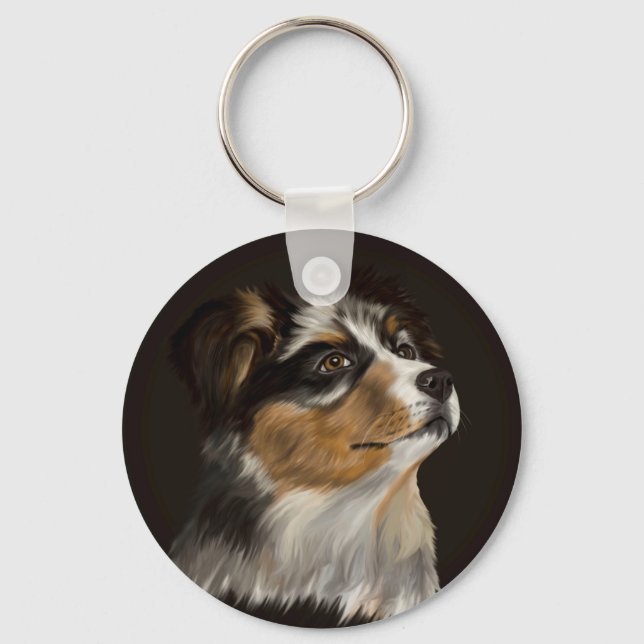 Australian Shepherd - Aussie Puppy Keychain (Front)