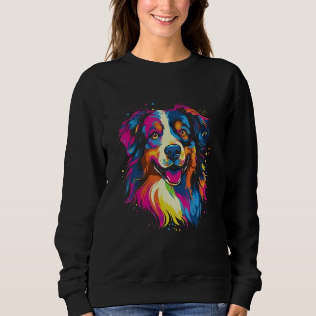 Australian Shepherd Aussie Rainbow Retro Design Sweatshirt (Front)
