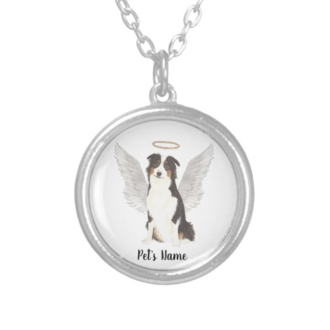 Australian Shepherd Aussie Sympathy Silver Plated Necklace (Front)