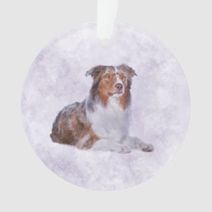 Australian Shepherd - Aussie Watercolor Digital Ar Ornament