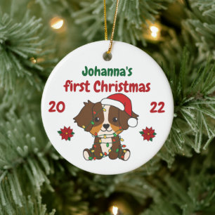 Australian Shepherd Babys first Christmas Ceramic Ornament