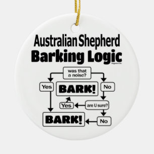 Australian Shepherd Barking Logic Ceramic Ornament