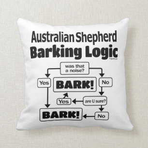 Australian Shepherd Barking Logic Throw Pillow