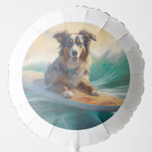 Australian Shepherd Beach Surfing Painting Balloon