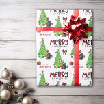Australian Shepherd, Bird and Christmas Tree Wrapping Paper<br><div class="desc">The repeated pattern on this cute Christmas wrapping paper is an image of a black and white Australian Shepherd Dog wearing a red and white Santa hat. The dog sits among brightly wrapped gift packages beside a decorated Christmas tree. A bullfinch bird is landing on the tree behind it. Stylized...</div>