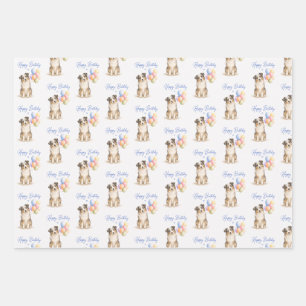 Australian Shepherd Birthday Dog Wrapping Paper Sheets