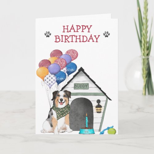 Australian Shepherd Birthday Party Card