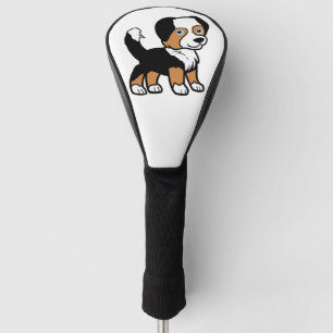 Australian Shepherd Black Tri Cartoon With Tail Golf Head Cover