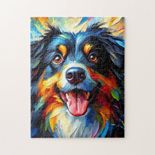 Australian Shepherd Black Tri_Color Dog Acrylic Jigsaw Puzzle