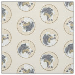 Australian Shepherd Black Tri Painting Dog Art Fabric