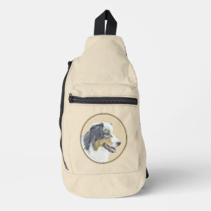 Australian Shepherd Black Tri Painting Dog Art Sling Bag