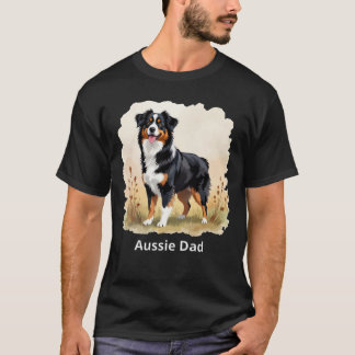 Australian Shepherd Black Tricolor Aussie Dad T-Shirt