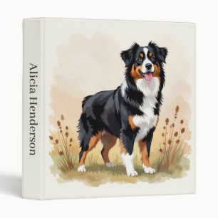 Australian Shepherd Black Tricolor Aussie Dog 3 Ring Binder