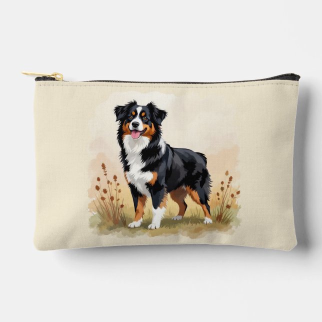 Australian Shepherd Black Tricolor Aussie Dog Accessory Pouch (Front)