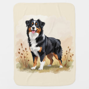 Australian Shepherd Black Tricolor Aussie Dog Baby Blanket