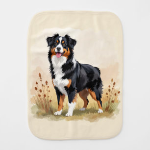 Australian Shepherd Black Tricolor Aussie Dog Baby Burp Cloth