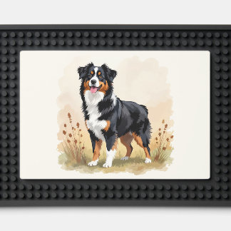 Australian Shepherd Black Tricolor Aussie Dog Bar Mat