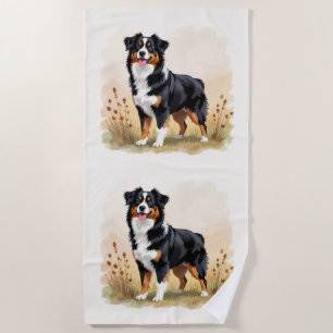 Australian Shepherd Black Tricolor Aussie Dog Beach Towel